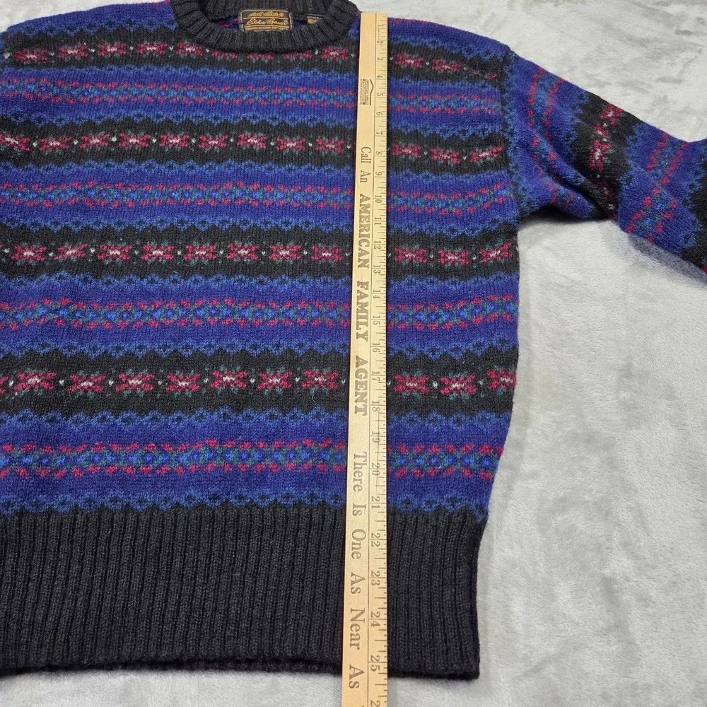 Vintage Eddie Bauer Sweater Mens M Shetland Wool Fair Isle Nordic Gorpcore Hiker - Picture 4 of 5